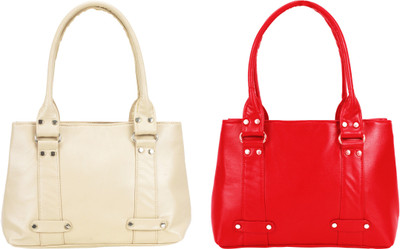 Lady bar Shoulder Bag(Beige, Red)
