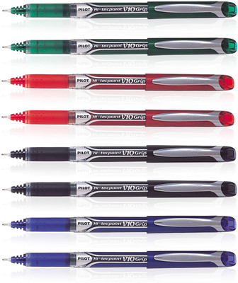 Pilot Hi-Tecpoint V10 Grip Roller Ball Pen(Pack of 8)