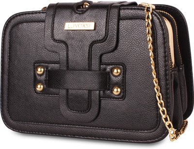 Luvoksi Women Casual Black Leatherette Sling Bag