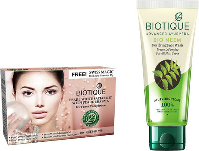 BIOTIQUE BIO Bio Pearl White Facial Kit, Bio Neem Purifying Face Wash For All Skin Types(Set of 2)
BIOTIQUE BIO Bio Pearl White Facial Kit, Bio Neem Purifying Face Wash For All Skin Types(Set of 2)