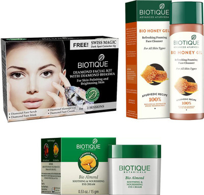 BIOTIQUE BIO Bio Diamond Facial Kit, Bio Almond Soothing & Nourishing Eye Cream, Bio Honey Gel Refreshing Foaming Face Cleanser For All Skin Types(Set of 3)
BIOTIQUE BIO Bio Diamond Facial Kit, Bio Almond Soothing & Nourishing Eye Cream, Bio Honey Gel Refreshing Foaming Face Cleanser For All Skin Types(Set of 3)