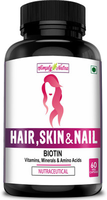 Simply Nutra Biotin 5000 mcg Hair Skin & Nails with Multivitamin, Minerals and Amino acid supports Hair Growth, Glowing Skin, and Stronger Nails - 60 Counts(60 No)
Simply Nutra Biotin 5000 mcg Hair Skin & Nails with Multivitamin, Minerals and Amino acid supports Hair Growth, Glowing Skin, and Stronger Nails - 60 Counts(60 No)