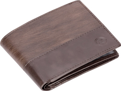 LIMERENCE Men Brown Genuine Leather Wallet(7 Card Slots)