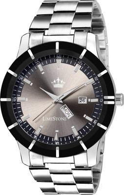 LimeStone LS2725 Day and Date Functioning WIne Grey Dial Analog Watch - For Men
