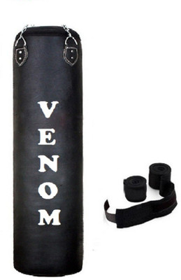 Venom 3.0 Feet Long, PU, Black Color, Unfilled with Hanging Chain and 9 Freet Long Black Color Hand Wrap Pair Boxing Kit
Venom 3.0 Feet Long, PU, Black Color, Unfilled with Hanging Chain and 9 Freet Long Black Color Hand Wrap Pair Boxing Kit