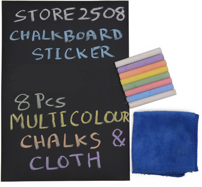Store2508 (Pack of 8) A4 Size Chalkboard / Black Board PVC Vinyl Stickers with 8 Pcs Multicolour Chalks & Microfiber Cleaning Cloth.
Store2508 (Pack of 8) A4 Size Chalkboard / Black Board PVC Vinyl Stickers with 8 Pcs Multicolour Chalks & Microfiber Cleaning Cloth.