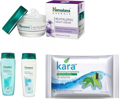 Himalaya Revitalizing Night Cream, Refreshing & Clarifying Toner, Refreshing Cleansing Milk, kara skin care wipes(Set of 4)
Himalaya Revitalizing Night Cream, Refreshing & Clarifying Toner, Refreshing Cleansing Milk, kara skin care wipes(Set of 4)