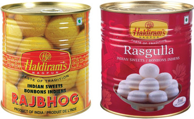 Haldiram's Rajbhog and Rusgulla (Combo Pack)(2 kg, Tin)