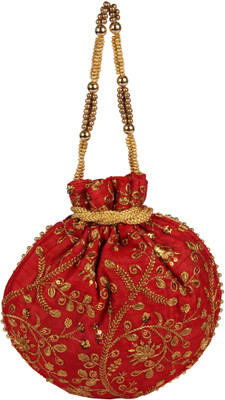 Balee Fashions BF2293RD Leaf Tiki Round Batwa Potli(Red)