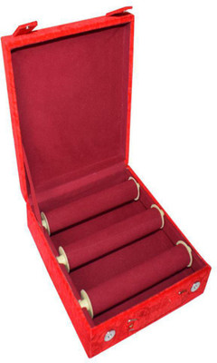 Afrose 3 Roll Rod Wodden Velvet Bangles Box Box Vanity Box(Maroon)