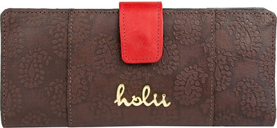 Holii Women Evening/Party Brown Genuine Leather Wallet(14 Card Slots)
