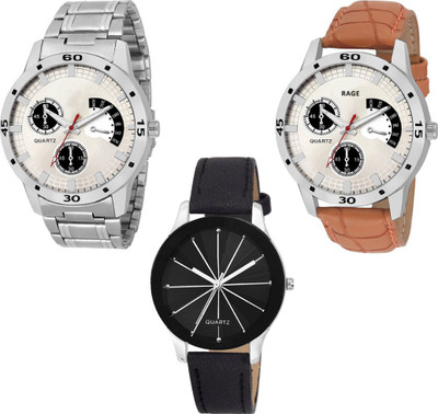 Rage Enterprise New Designer Metal and Leather Belt Stylish Multi Color Dial Combo Set of 3 Boys & Girls Watch - For Men & Women
Rage Enterprise New Designer Metal and Leather Belt Stylish Multi Color Dial Combo Set of 3 Boys & Girls Watch - For Men & Women