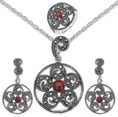 Johareez Sterling Silver Jewel Set(Silver)