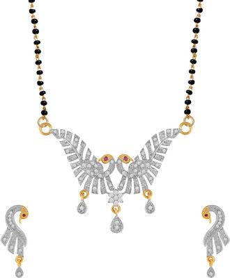 American Diamond Alloy Jewel Set(Gold, White)