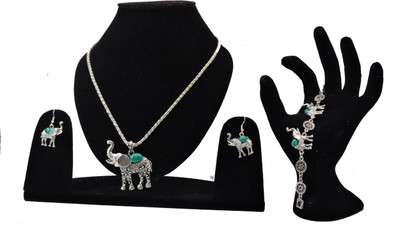 Tatwaa The Elements Alloy Jewel Set(Turquoise, Silver)