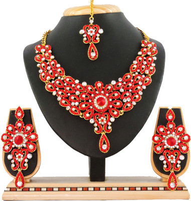 Vatsalya Creation Zinc Jewel Set(Red)