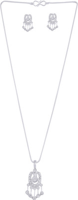 Pink Rose Alloy Jewel Set(Silver)