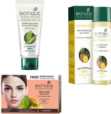 BIOTIQUE BIO Bio Party Glow Facial Kit, Bio Morning Nectar Face Scrub, Bio Pineapple Oil Control Face Cleanser For Normal To Oil Skin(Set of 3)
BIOTIQUE BIO Bio Party Glow Facial Kit, Bio Morning Nectar Face Scrub, Bio Pineapple Oil Control Face Cleanser For Normal To Oil Skin(Set of 3)