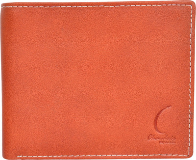 Chandair Men Orange Genuine Leather Wallet(6 Card Slots), Orangutan orange