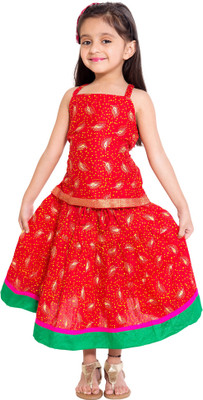 Archiecs Creation Girls Top and Skirt Set, Red