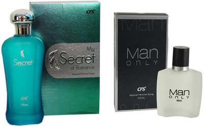 CFS Perfume CFS My Secret of Romance Perfume 100 ML + CFS Man Only Black Perfume 40 ML Perfume - 140 ml(For Men & Women)
CFS Perfume CFS My Secret of Romance Perfume 100 ML + CFS Man Only Black Perfume 40 ML Perfume - 140 ml(For Men & Women)
