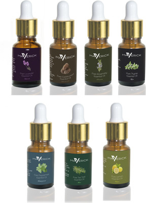 Maverick Pure 7 essential oil pack with dropper Lavender, Rosemary, Tea Tree, Peppermint, Thyme, Cedar wood and Lemon(10 ml)
Maverick Pure 7 essential oil pack with dropper Lavender, Rosemary, Tea Tree, Peppermint, Thyme, Cedar wood and Lemon(10 ml)