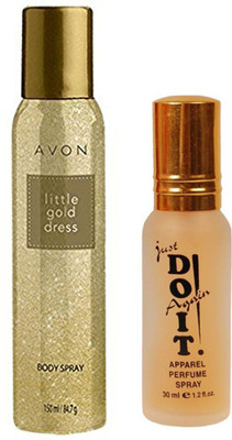 Avon Anew LITTLE GOLD DRESS BODY SPRAY Body Spray - For Men & Women (150 ml) (21943) with one do it perfume 30 ml(Set of 2)
Avon Anew LITTLE GOLD DRESS BODY SPRAY Body Spray - For Men & Women (150 ml) (21943) with one do it perfume 30 ml(Set of 2)