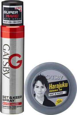 Gatsby Set and Keep Super Hard Hair Spray 250ml & Hair Styling Wax Mat and Hard 75g(Set of 2)
Gatsby Set and Keep Super Hard Hair Spray 250ml & Hair Styling Wax Mat and Hard 75g(Set of 2)
