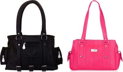 Lady bar Shoulder Bag(Black, Pink)