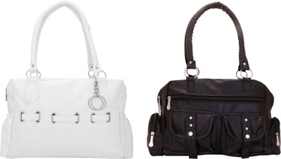 Lady bar Shoulder Bag(White, Black), Black;white