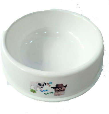 LOVING PETS Round Stainless Steel Pet Bowl(1100 ml White)