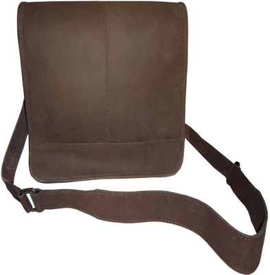 Saavi Boys & Girls Casual Brown Genuine Leather Sling Bag