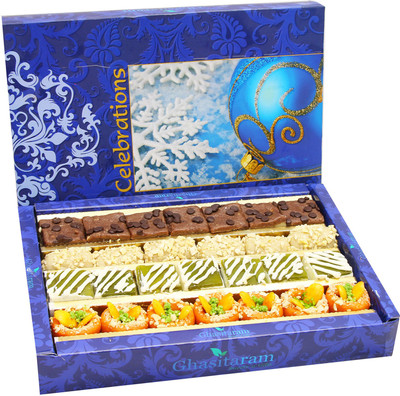 Ghasitaram Gifts Sweets- Assorted Box of Kaju Chocolate Barfi,Mango Bite,Kaju roll and Kaju Orange delight(400 g, Box)
Ghasitaram Gifts Sweets- Assorted Box of Kaju Chocolate Barfi,Mango Bite,Kaju roll and Kaju Orange delight(400 g, Box)