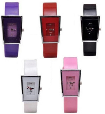 Freny Exim New stylish attractive combo of 5 watch purple black red white pink colour dial womens watch Coloured dial Watch - For Girls
Freny Exim New stylish attractive combo of 5 watch purple black red white pink colour dial womens watch Coloured dial Watch - For Girls