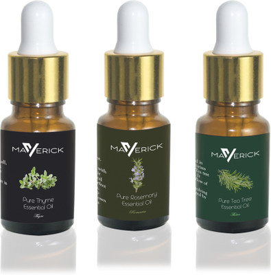 Maverick Pure Rosemary, Thyme & Tea Tree essential oil 3 in 1 pack with dropper(10 ml)