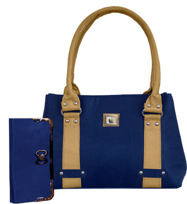 Darash Fashion Hand-held Bag(Blue, Beige), Beige;blue