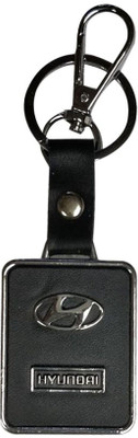 Blue rider hyundai black leather keyring_141452 Key Chain