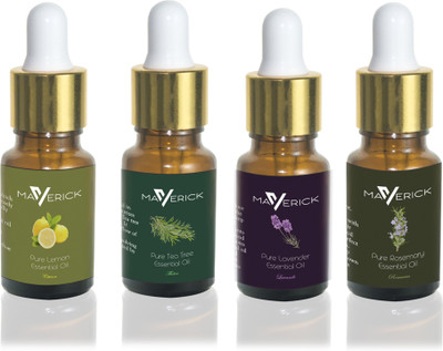 Maverick Pure Lavender, Rosemary, Lemon & Tea Tree essential oil 4 in 1 pack with dropper(10 ml)
Maverick Pure Lavender, Rosemary, Lemon & Tea Tree essential oil 4 in 1 pack with dropper(10 ml)