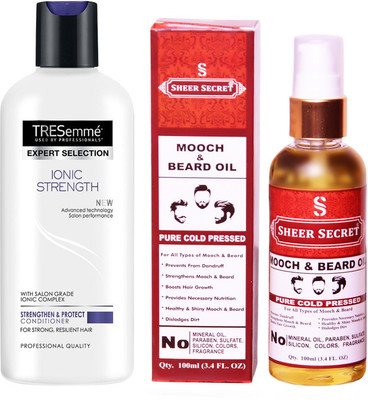 TRESemme 190 ML IONIC STRENGTH CONDITIONER with SHEER SECRET COLD PRESSED MOOCH AND BEARD OIL 100ML(Set of 2)
TRESemme 190 ML IONIC STRENGTH CONDITIONER with SHEER SECRET COLD PRESSED MOOCH AND BEARD OIL 100ML(Set of 2)