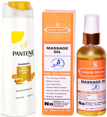 PANTENE 180 ML TOTAL DAMAGE CARE SHAMPOO with SHEER SECRET COLD PRESSED MASSAGE OIL 100ML(Set of 2)
PANTENE 180 ML TOTAL DAMAGE CARE SHAMPOO with SHEER SECRET COLD PRESSED MASSAGE OIL 100ML(Set of 2)