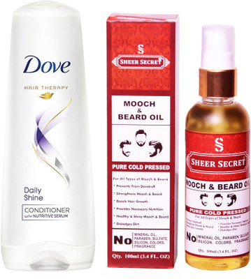 Dove 180 ML DAILY SHINE CONDITIONER with SHEER SECRET COLD PRESSED MOOCH AND BEARD OIL 100ML(Set of 2)
Dove 180 ML DAILY SHINE CONDITIONER with SHEER SECRET COLD PRESSED MOOCH AND BEARD OIL 100ML(Set of 2)