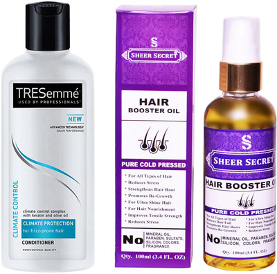 TRESemme 190 ML CLIMATE CONTROL CONDITIONER with SHEER SECRET COLD PRESSED HAIR BOOSTER OIL 100ML(Set of 2)
TRESemme 190 ML CLIMATE CONTROL CONDITIONER with SHEER SECRET COLD PRESSED HAIR BOOSTER OIL 100ML(Set of 2)