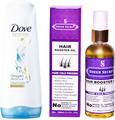 Dove 180 ML OXYGEN MOISTURE CONDITIONER with SHEER SECRET COLD PRESSED HAIR BOOSTER OIL 100ML(Set of 2)
Dove 180 ML OXYGEN MOISTURE CONDITIONER with SHEER SECRET COLD PRESSED HAIR BOOSTER OIL 100ML(Set of 2)