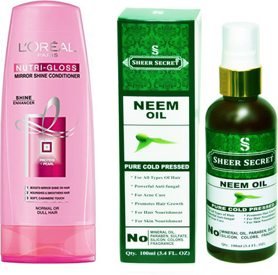 L'Oreal NUTRI GLOSS CONDITIONER 175 ML with SHEER SECRET COLD PRESSED NEEM OIL 100ML(Set of 2)
L'Oreal NUTRI GLOSS CONDITIONER 175 ML with SHEER SECRET COLD PRESSED NEEM OIL 100ML(Set of 2)