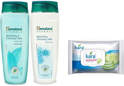 Himalaya Refreshing Clarifying Toner & Cleansing Milk, kara skin care wipes(Set of 3)
Himalaya Refreshing Clarifying Toner & Cleansing Milk, kara skin care wipes(Set of 3)