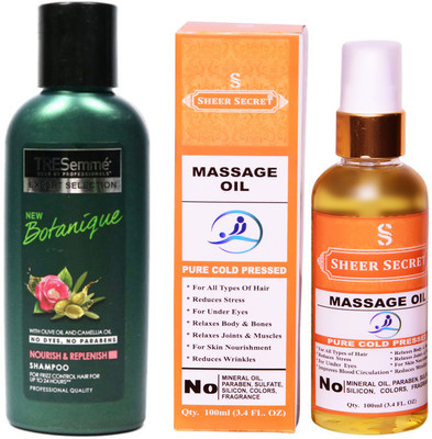 TRESemme 190 ML BOTANIQUE SHAMPOO with SHEER SECRET COLD PRESSED MASSAGE OIL 100ML(Set of 2)
TRESemme 190 ML BOTANIQUE SHAMPOO with SHEER SECRET COLD PRESSED MASSAGE OIL 100ML(Set of 2)