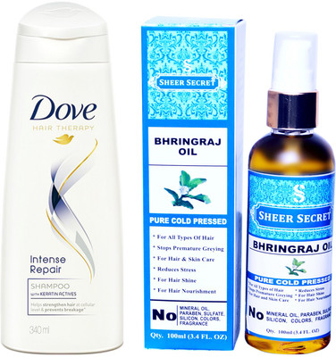 Dove 180 ML INTENSE REPAIR SHAMPOO with SHEER SECRET COLD PRESSED BHRINGRAJ OIL 100ML(Set of 2)
Dove 180 ML INTENSE REPAIR SHAMPOO with SHEER SECRET COLD PRESSED BHRINGRAJ OIL 100ML(Set of 2)