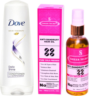 Dove 180 ML DAILY SHINE CONDITIONER with SHEER SECRET COLD PRESSED ANTI DANDRUFF OIL 100ML(Set of 2)
Dove 180 ML DAILY SHINE CONDITIONER with SHEER SECRET COLD PRESSED ANTI DANDRUFF OIL 100ML(Set of 2)