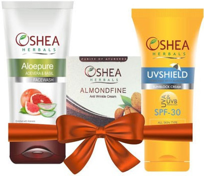 OSHEA AloePure FaceWash AlmondfineAnti Wrinkle Cream UV Shield Sun Block cream SPF 30(Set of 3)
OSHEA AloePure FaceWash AlmondfineAnti Wrinkle Cream UV Shield Sun Block cream SPF 30(Set of 3)