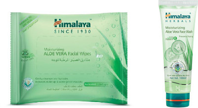Himalaya Aloe Vera Facial Wipes, Moisturizing Aloe Vera Face Wash(Set of 2)